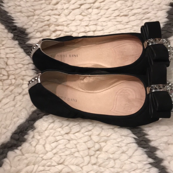 Gianni Binni Feisty black leather ballet flat sz 7 - Picture 2 of 6
